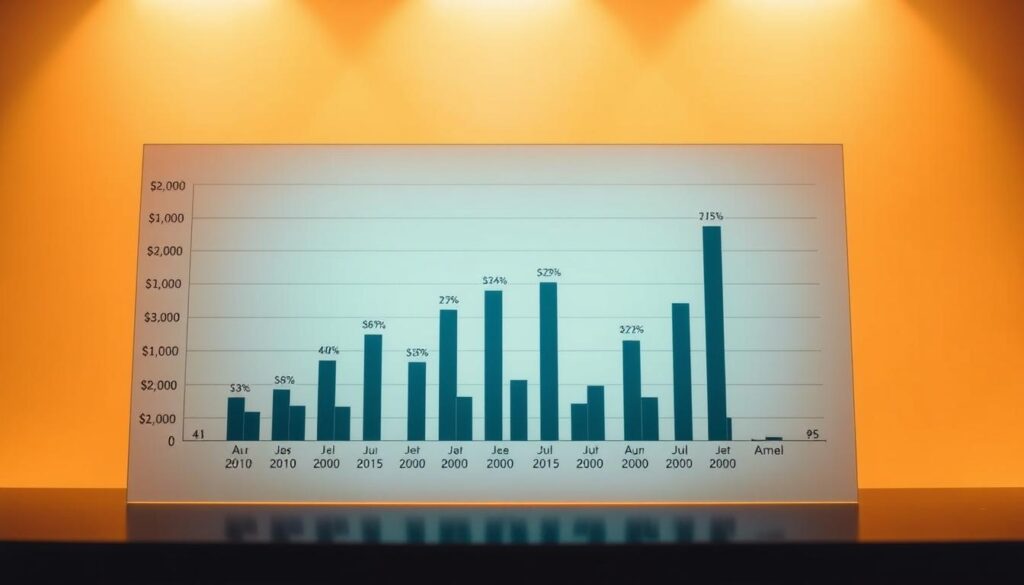 A detailed bar chart depicting the comparative annual incomes of game writers, illuminated by warm, diffused lighting. The chart is prominently displayed in the foreground, with a clean, minimalist background that allows the data visualization to take center stage. The composition is balanced and visually appealing, emphasizing the key information being conveyed. The overall mood is one of professionalism and informative clarity, reflecting the subject matter of the article section.