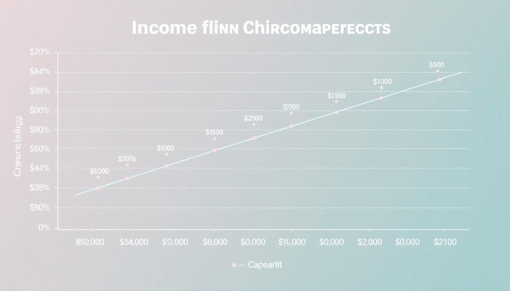 A detailed comparative graph depicting the income ranges of chiropractors, presented in a professional, data-driven style. The graph should feature clean, minimalist design with a neutral color palette, allowing the data visualization to take center stage. The x-axis should display various chiropractor career levels or specializations, while the y-axis represents the corresponding annual income figures. The graph should be rendered with crisp lines, clear data points, and a visually appealing layout that enhances the legibility and comprehension of the financial information. The overall composition should convey a sense of authority and expertise, suitable for inclusion in a career-focused article about the chiropractic profession.