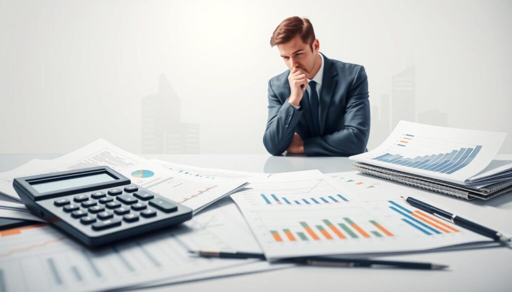 A detailed illustration of a financial planner's essential skills, showcased in a clean, minimalist style. The foreground features an array of financial planning tools, including a calculator, spreadsheets, and charts, artfully arranged to convey the analytical and data-driven nature of the profession. The middle ground depicts a thoughtful financial planner, dressed in a smart, professional attire, engaging in a consultation with a client. The background subtly incorporates architectural elements, suggesting the importance of financial planning in the broader economic landscape. The lighting is soft and even, creating a sense of balance and professionalism. The overall composition is well-balanced, with a harmonious color palette and a focus on the key elements that define a financial planner's expertise.