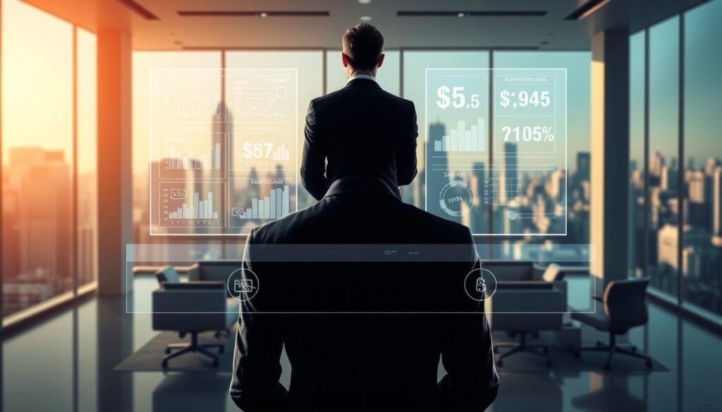 A detailed infographic showcasing the comprehensive salary structure of a spatial information consultant. In the foreground, a well-dressed professional stands before a futuristic, holographic display depicting various data visualizations and financial metrics. The middle ground features a sleek, minimalist office setting with ergonomic furniture and floor-to-ceiling windows, bathed in soft, directional lighting. The background depicts a cityscape of towering skyscrapers, reflecting the consultant's integral role in urban planning and development. The overall atmosphere conveys a sense of technological sophistication, data-driven decision-making, and the prestige associated with this specialized career path.
