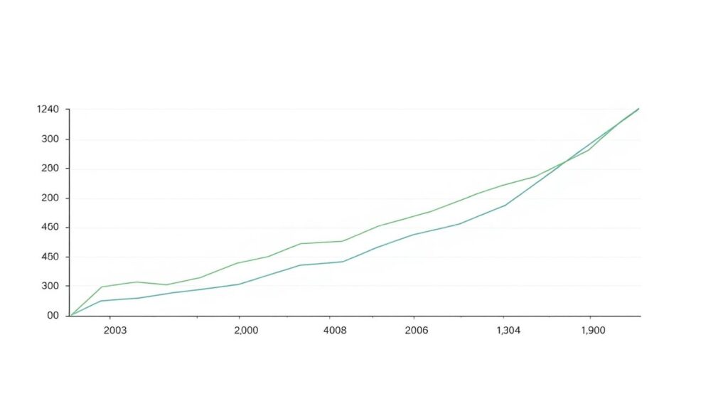 A detailed line graph depicting the annual income trajectory across different age groups in Japan. The chart is rendered in a minimalist, data-driven style, with clean lines and a muted color palette of grays, blues, and greens. The lines flow smoothly, conveying the gradual progression of earnings over time. The background is a subtly textured off-white, providing a clean, professional backdrop. Careful attention has been paid to the legibility and clarity of the data visualization, ensuring it can be easily interpreted at a glance. The overall mood is one of informative precision, suitable for inclusion in a business or career-focused article.
