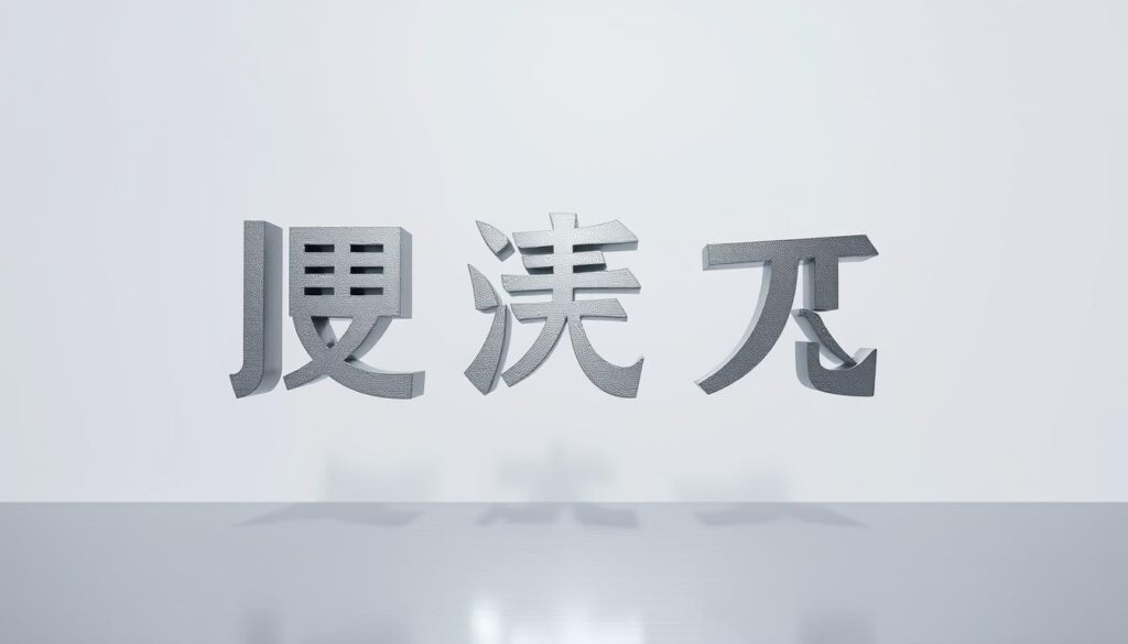 A high-quality 3D product design certification exam, with intricate Japanese kanji and hiragana characters levitating against a clean, minimalist backdrop. The text appears as if laser-etched onto a sleek, metal surface, casting subtle shadows that add depth and dimensionality. The overall composition conveys a sense of professionalism, technical expertise, and the rigor associated with earning this prestigious credential in the field of industrial design.