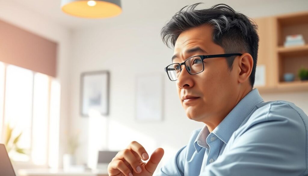 A meticulous examination of a person's suitability for the role of a care helper, showcased through a meticulously crafted digital illustration. The scene depicts a thoughtful individual undergoing a comprehensive assessment, their expression embodying a mix of introspection and determination. The background is a serene, minimalist office setting, with subtle design elements hinting at the importance of this pivotal evaluation. Soft, natural lighting illuminates the scene, creating a warm and welcoming atmosphere. The overall composition conveys the gravity of the decision-making process, while instilling a sense of hope and potential for the aspiring care helper.