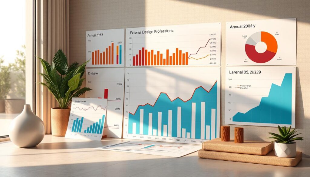 A meticulously rendered data visualization showcasing the annual income distribution of exterior design professionals. A clean, minimalist layout with precise graphs and charts, bathed in warm, natural lighting that evokes the essence of the field. The scene exudes a sense of authority and expertise, inviting the viewer to dive into the insightful data. Subtle textures and materials convey the high-quality, polished nature of the presentation, reflecting the sophistication of the subject matter. The overall composition strikes a balance between analytical clarity and aesthetic appeal, seamlessly integrating the key information within a visually compelling environment.