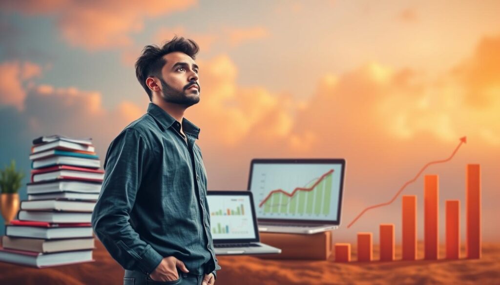 A vibrant, dynamic image depicting the journey of overcoming a challenging SPI (Situational Judgement Test) result. In the foreground, a determined individual stands tall, their expression resolute as they gaze ahead, conveying a sense of resilience and unwavering determination. The middle ground features various elements symbolizing the process of improvement, such as a stack of study materials, a laptop displaying analytical data, and a growth chart showcasing steady progress. The background is bathed in a warm, encouraging glow, with subtle hints of encouragement and support, representing the belief that setbacks can be overcome with persistence and a positive mindset. The overall atmosphere is one of optimism, growth, and the empowering realization that a challenging SPI result is not the end, but rather the start of a transformative journey.