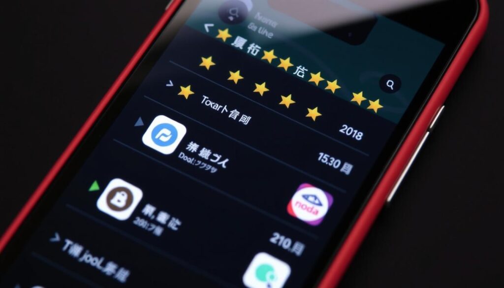 スマートフォンに表示された転職アプリのランキング画面
