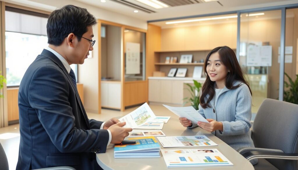 地方自治体の移住支援制度を説明する相談員 地方自治体の移住支援制度を説明する相談員