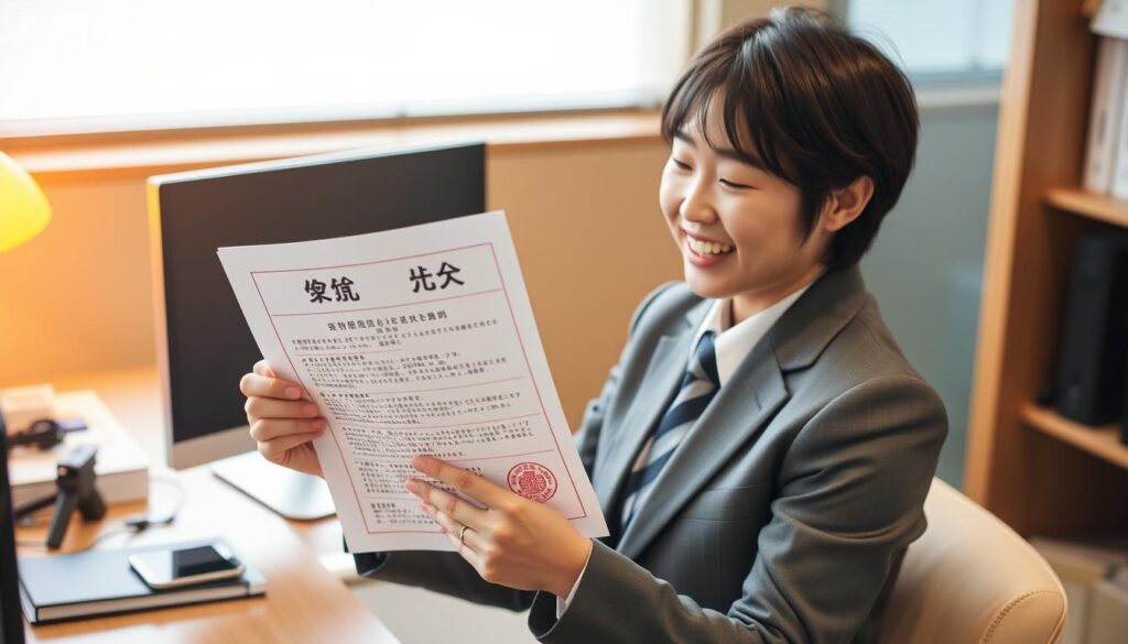 内定通知書を受け取る様子 内定通知書を受け取る様子