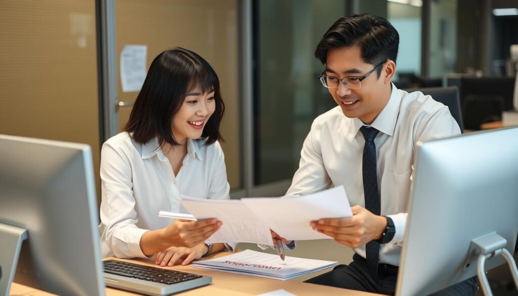 業務の引継ぎをしている様子 - 内定後の円満退職のための引継ぎ 業務の引継ぎをしている様子 - 内定後の円満退職のための引継ぎ