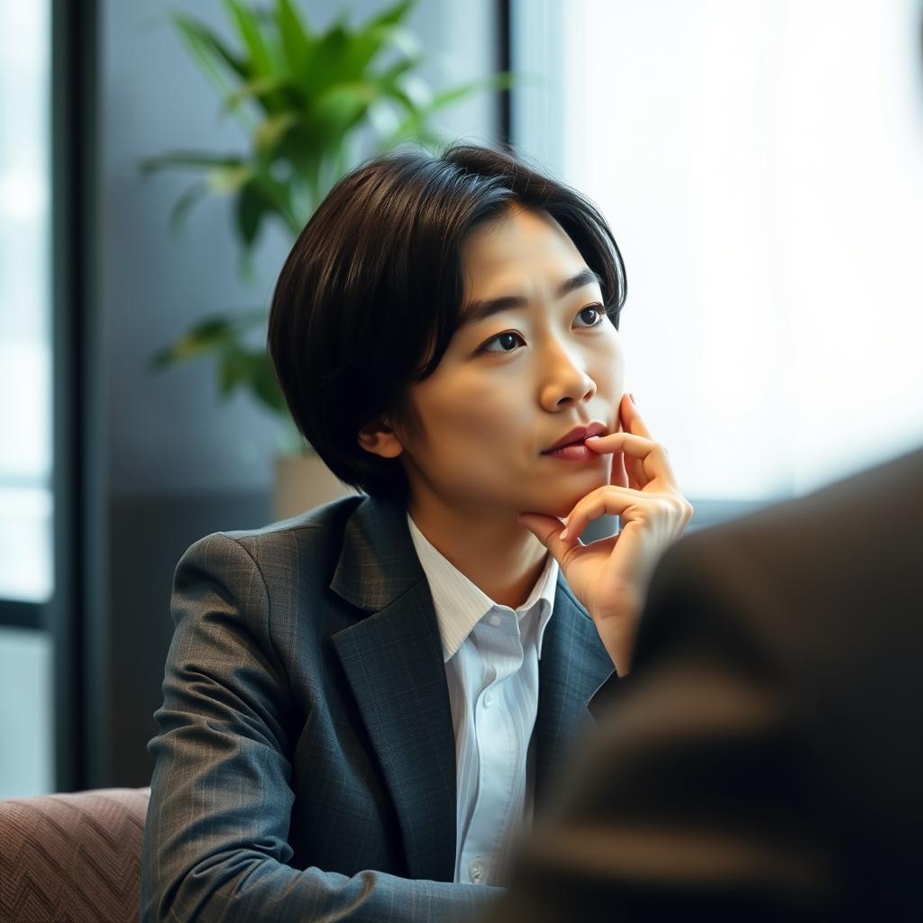 面接官の回答に真剣に耳を傾ける就活生 面接官の回答に真剣に耳を傾ける就活生