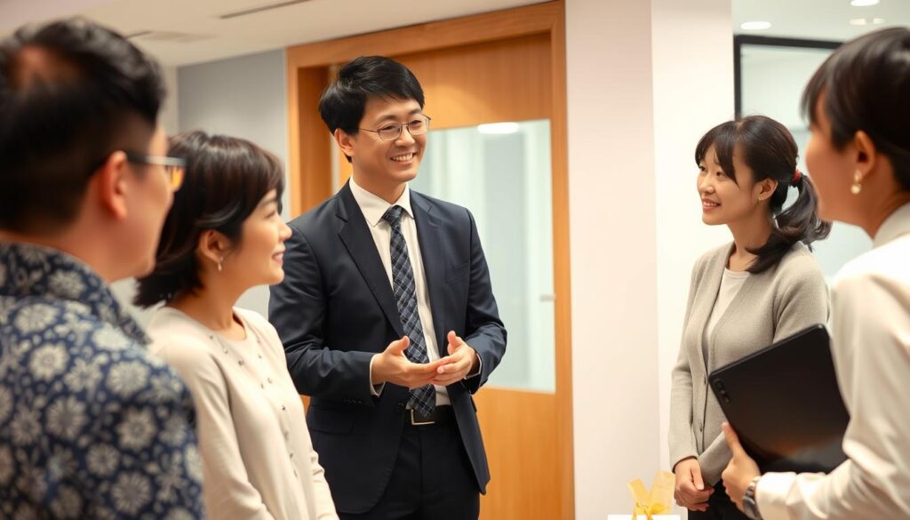 退職の挨拶をしている様子 - 内定後の円満退職のための挨拶 退職の挨拶をしている様子 - 内定後の円満退職のための挨拶