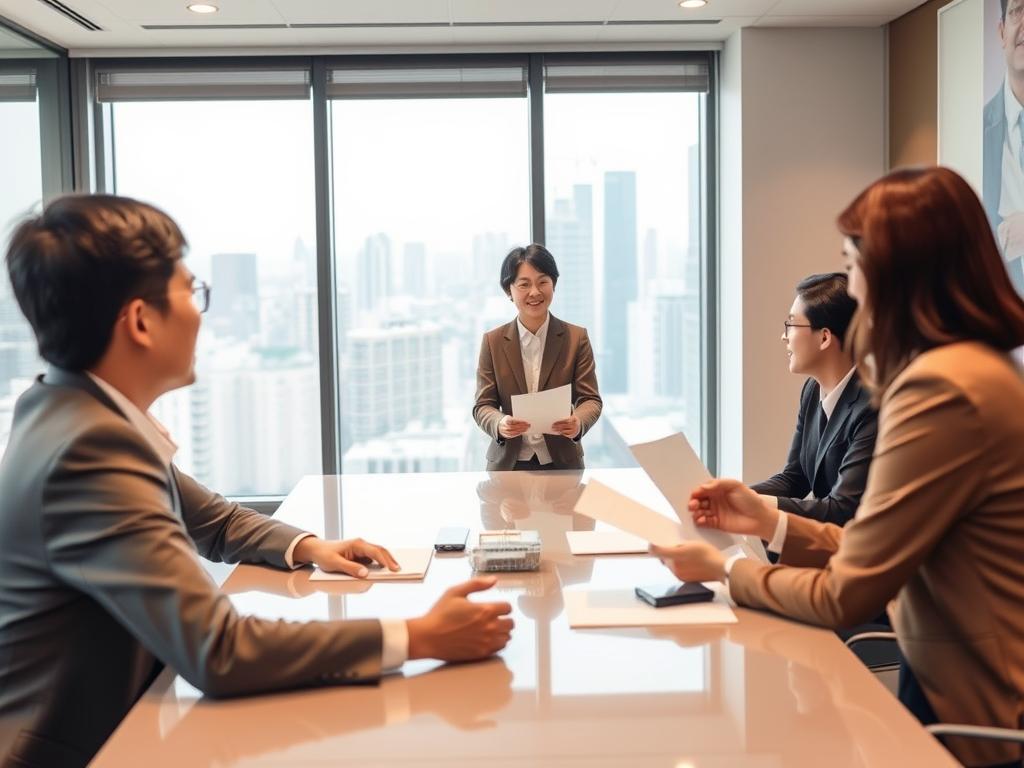 営業職として顧客と商談するフリーターから転職した若者