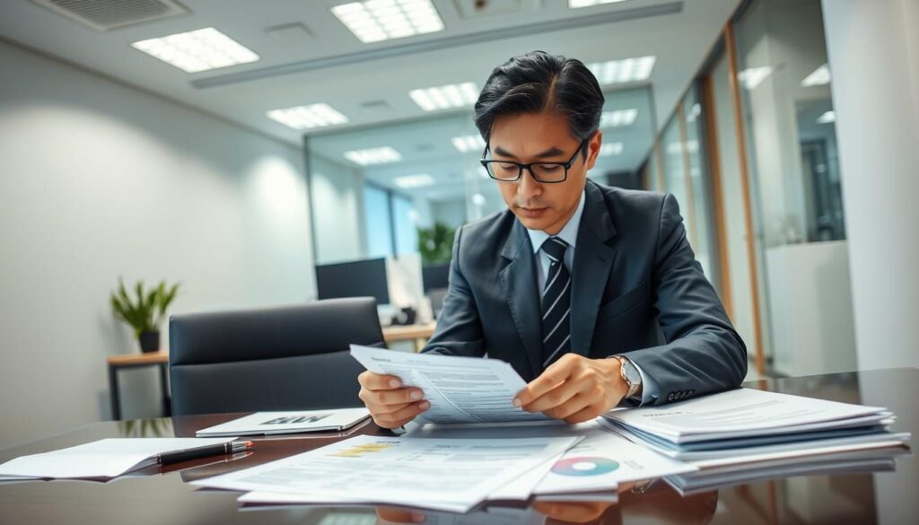 ヘッドハンターが職務経歴書を分析している様子