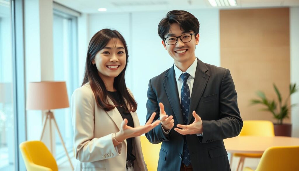 就活生が自己紹介をしている様子