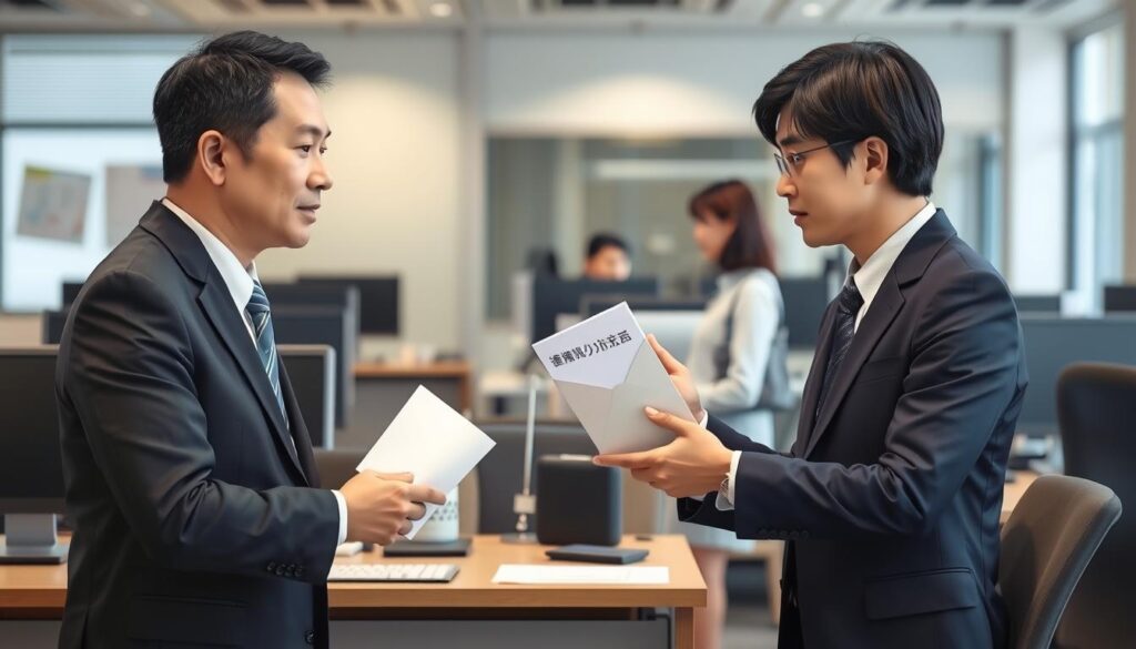 退職届を提出する様子 退職届を提出する様子
