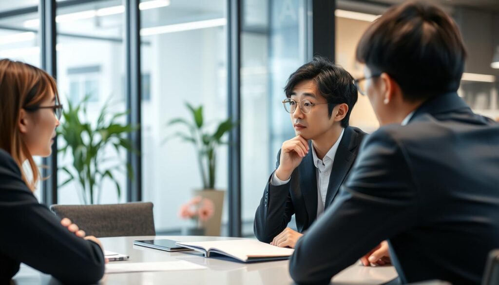 状況対応の質問に答える就活生